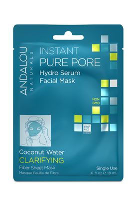 Andalou Naturals Instant Pure Pore Hydro Serum Facial Mask, Coconut, 0.6 Fl Oz