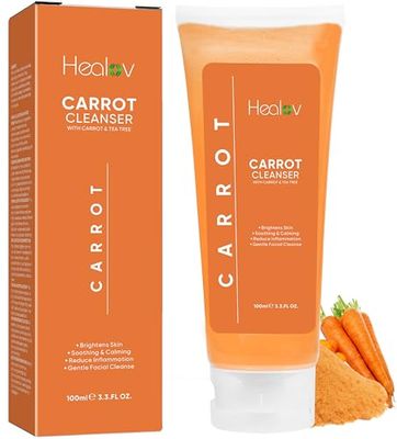 Carrot Soap for Skin Brightening - Natural Carrot Face Wash for Glowing Skin - Exfoliating Facial Cleanser for Dark Spots, Hyperpigmentation - Carotene Liquid Soap Reduces Acne, and Evens Skin Tone