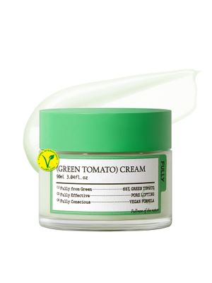 FULLY Green Tomato Facial Cream, Pore Lifting with 65% Green Tomato Extract and Vitamin C, Facial Moisturizer for Hydration and Elastcity, Fragrance Free, Vegan &amp; Dermatologically Tested, 3.04 fl,oz