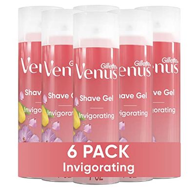 Gillette Venus Invigorating Mango &amp; Hibiscus Scented Shave Gel, Womens Shaving Cream, 7 oz Pack of 6 (42 oz total)