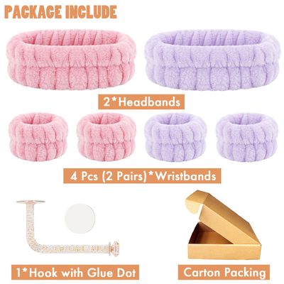 CERETIA Face Wash Headband and Wristband Set of 2, Microfiber Wristbands for Washing Face Absorbent Spa Wristbands, Fitness