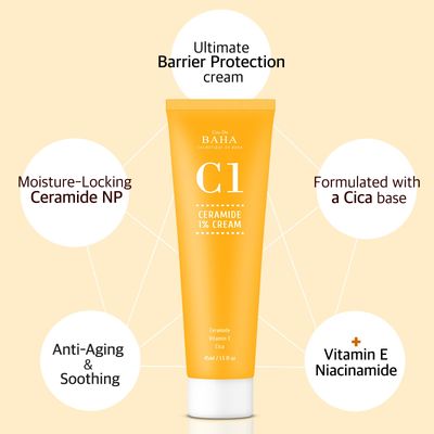 Cos De BAHA C1 Ceramide + Niacinamide Serum - Skin Nourishment, Hydration &amp; Vitality, 1.5 Fl Oz (45ml)