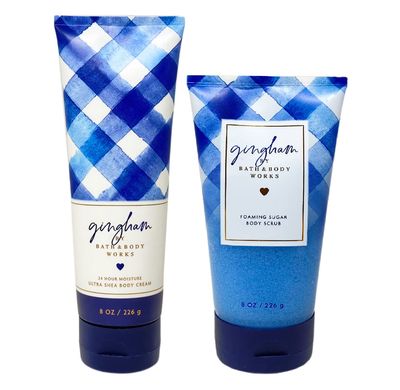 Bath &amp; Body Works Gingham 2 Piece Bundle - Body Cream and Body Scrub - Full Size