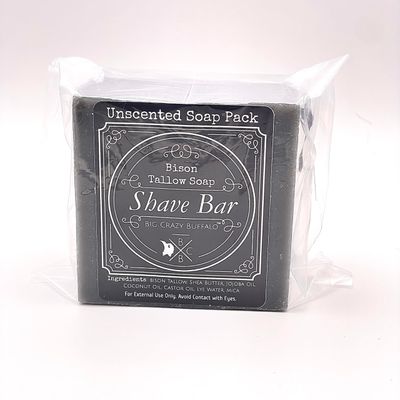 Big Crazy Buffalo Pure Bison Tallow Buff Shave Bar, Unscented, (2 pack) - Razor Friendly, Moisturizing, Glides, Soothes, Pure and Naturally Derived - No Dyes, Chemicals, Fragrances, Preservatives
