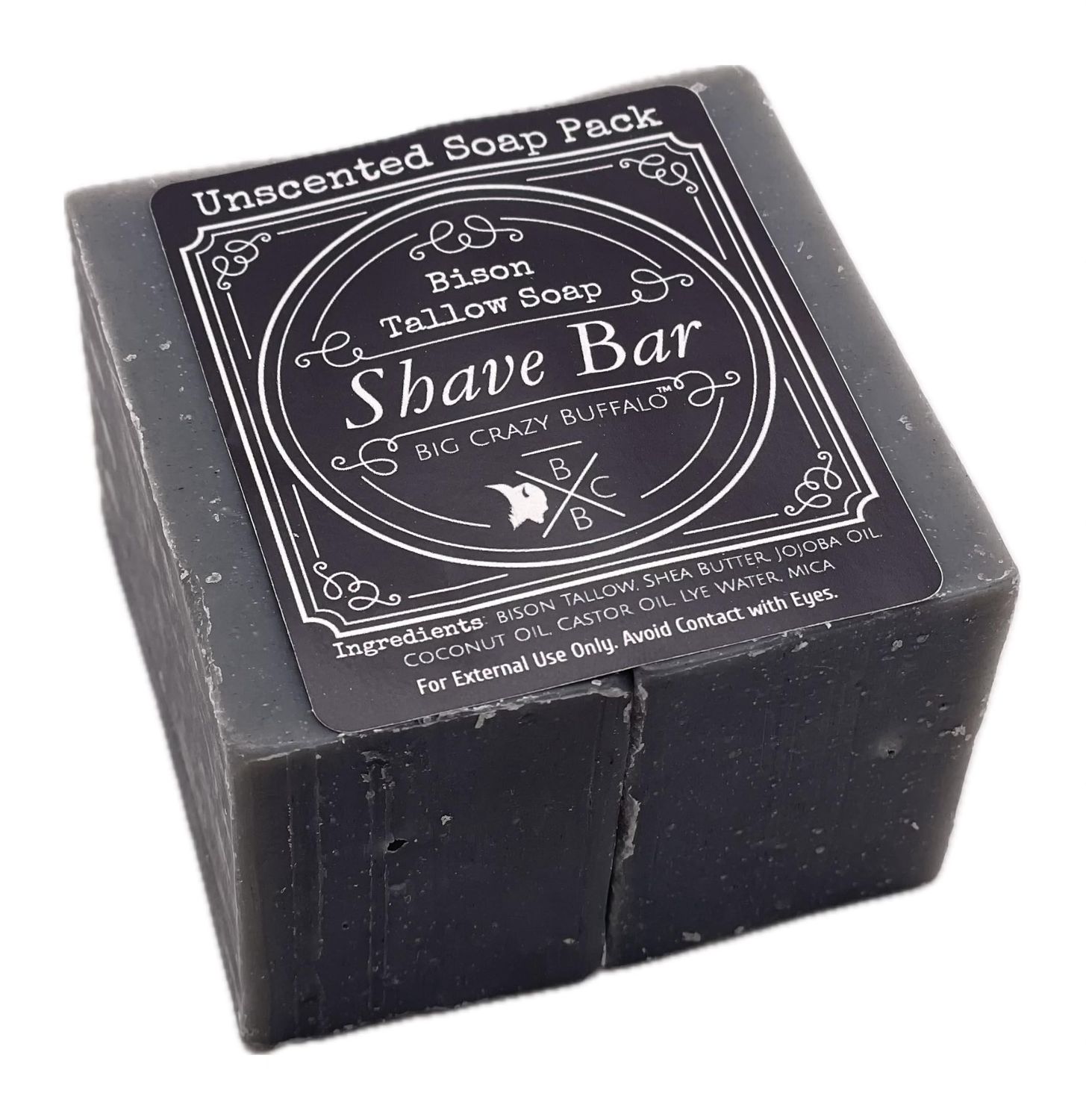 Big Crazy Buffalo Pure Bison Tallow Buff Shave Bar, Unscented, (2 pack) - Razor Friendly, Moisturizing, Glides, Soothes, Pure and Naturally Derived - No Dyes, Chemicals, Fragrances, Preservatives