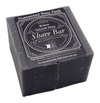 Big Crazy Buffalo Pure Bison Tallow Buff Shave Bar, Unscented, (2 pack) - Razor Friendly, Moisturizing, Glides, Soothes, Pure and Naturally Derived - No Dyes, Chemicals, Fragrances, Preservatives