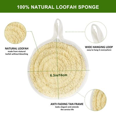 FRTIM Natural Loofah Sponge Shower Round 6.3 Inch, Natural Loofah Exfoliating Body Scrubber, Shower Loofah for Back and Face Skin, Back Scrubber for Men Wowen Adults Back Face Skin SPA Care - 2 Pieces