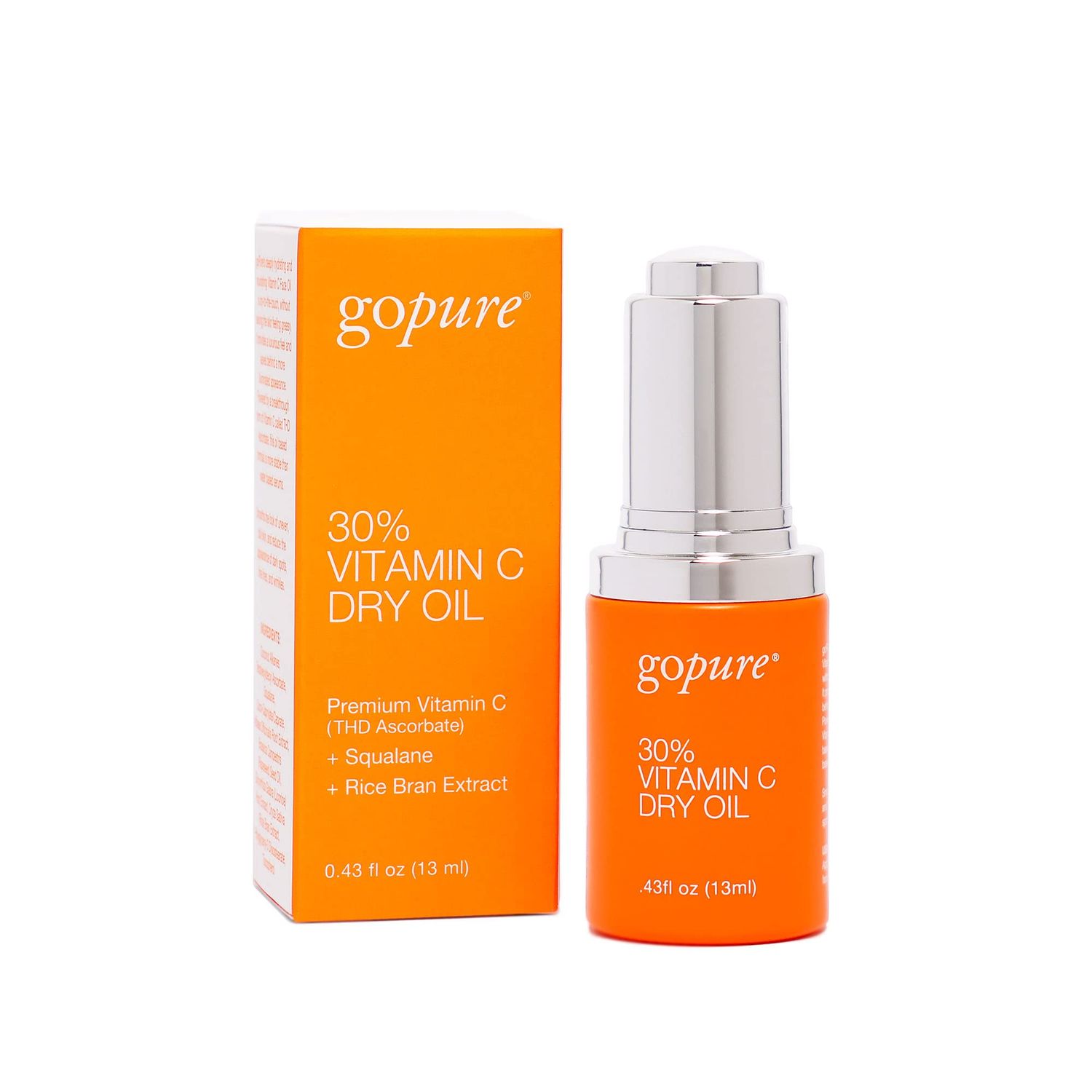 goPure 30% Vitamin C Dry Oil - Dark Spot Reducer with Anti-Aging Vitamin C Oil to Improve Fine Lines &amp; Wrinkles with Moisturizing Squalane for Glowing &amp; Youthful-Looking Skin - 0.43 fl oz