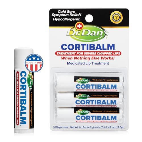 Dr. Dan&#39;s Cortibalm -3 Pack -for Dry Cracked Lips - Healing Lip Balm for Severely Chapped Lips- Designed for Men, Women and Children