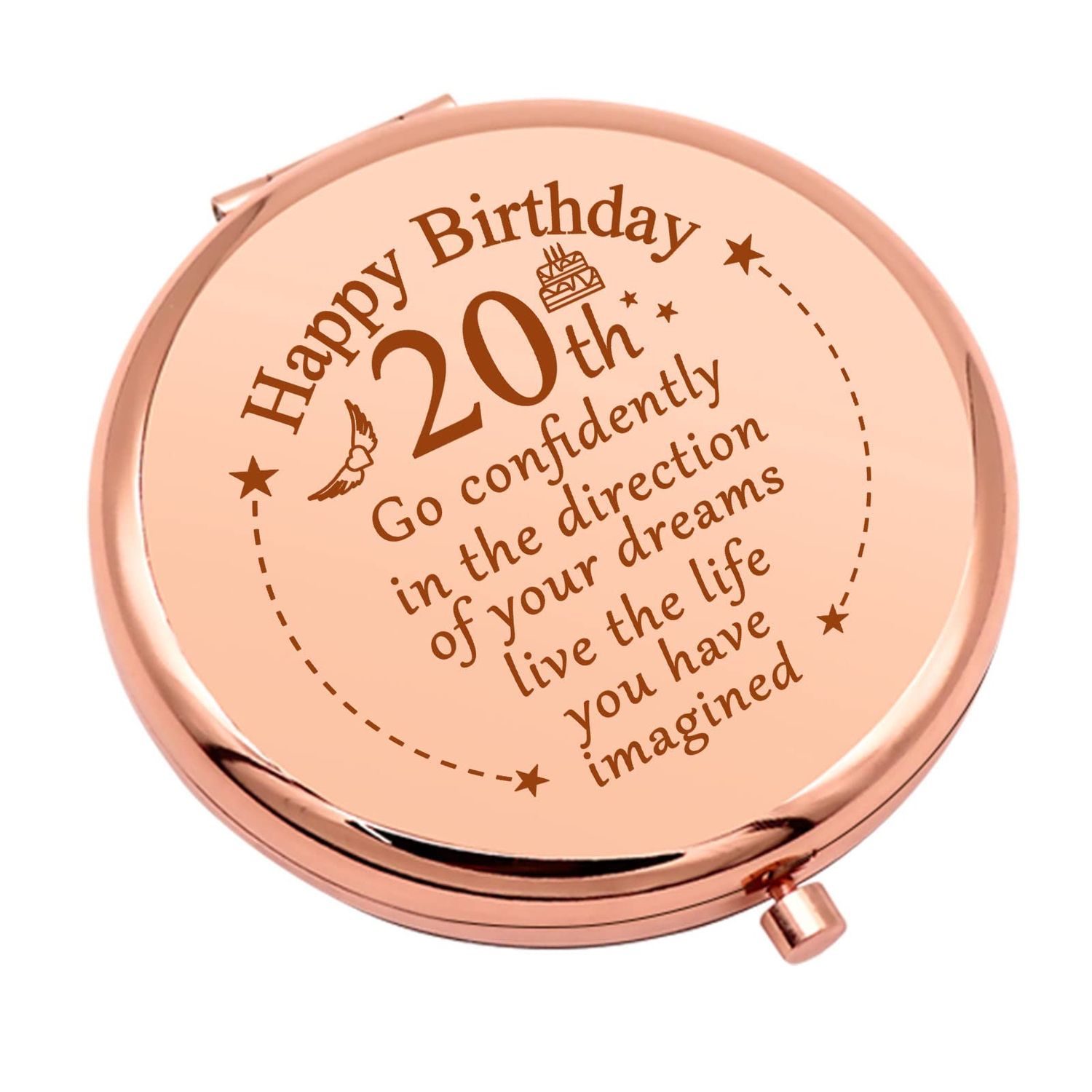 20th Birthday Gifts for Girls Friend 20 Year Old Birthday Gifts Inspirational Gifts Makeup Mirror for Daughter Niece Happy 20th Birthday for BFF Sister Bestie Pocket Makeup Mirror for Granddaughter