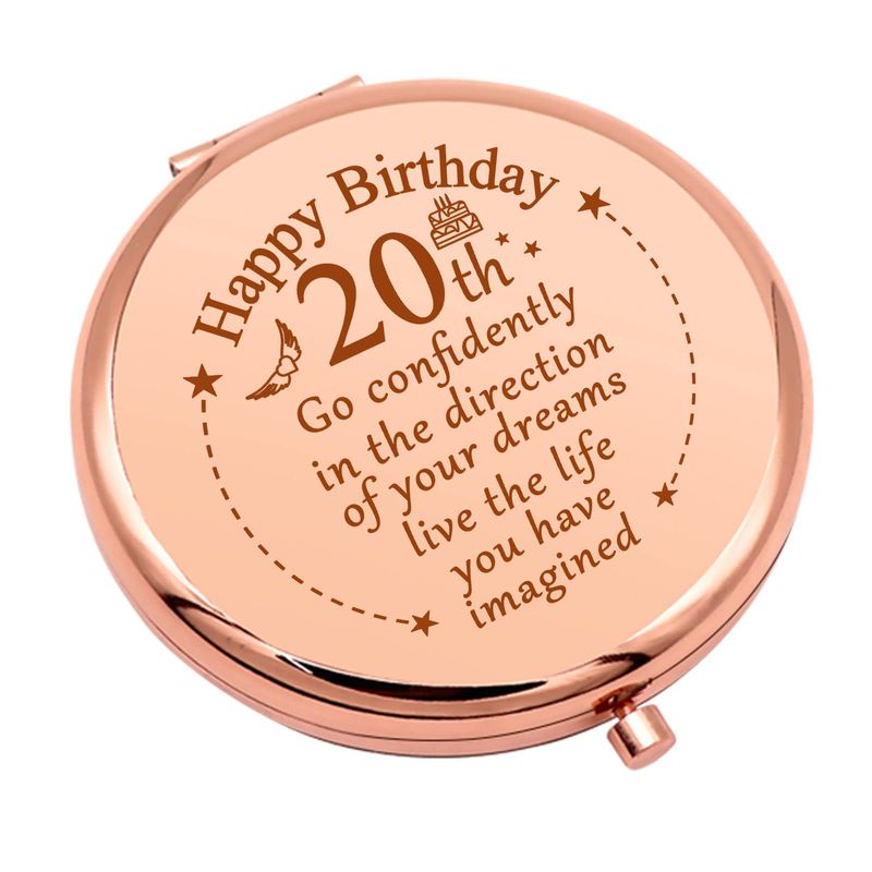 20th Birthday Gifts for Girls Friend 20 Year Old Birthday Gifts Inspirational Gifts Makeup Mirror for Daughter Niece Happy 20th Birthday for BFF Sister Bestie Pocket Makeup Mirror for Granddaughter