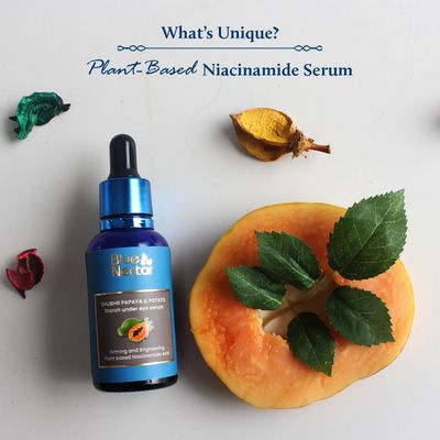 Blue Nectar Under Eye Serum with Plant-Based Niacinamide from Potato Starch & Papaya | Dark Circles Serum with Advance Skin Firming Formula for Eyes Puffiness (17 Herbs, 1Fl OZ)