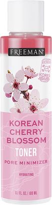 FREEMAN Beauty Makeup Remove Witch Hazel Toner for Face, Hydrating Korean Cherry Blossom, Pink, 6.1 Fl Oz