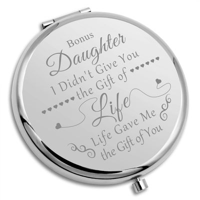 Gevody Bonus Daughter Gifts Makeup Mirror Daughter in Law Gifts from Mom Stepdaughter Birthday Gift Compact Makeup Mirror Christmas Graduation Gifts Daughter Adoption Gift Folding Mirror