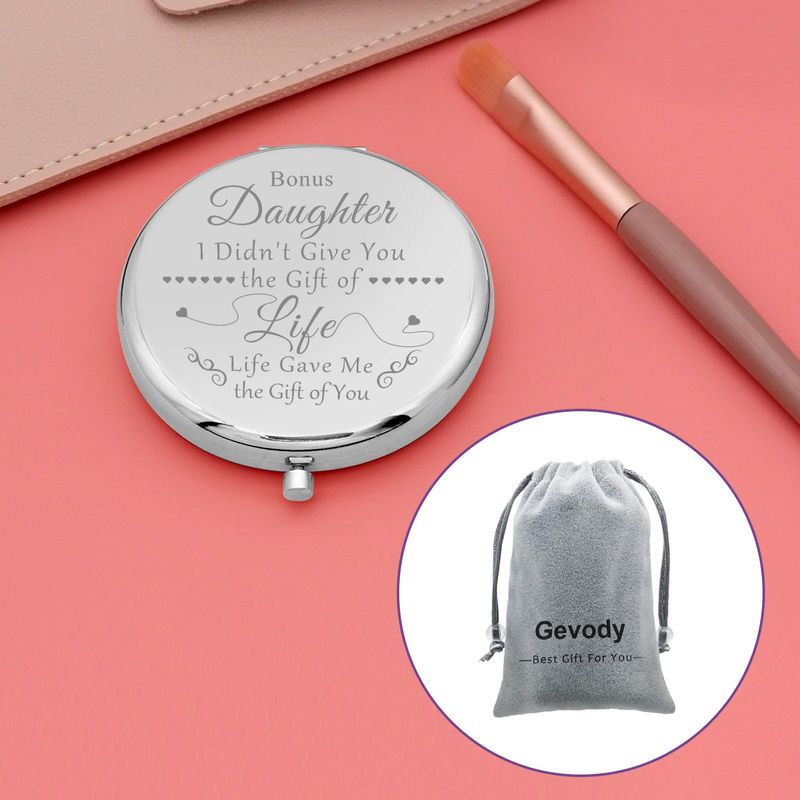Gevody Bonus Daughter Gifts Makeup Mirror Daughter in Law Gifts from Mom Stepdaughter Birthday Gift Compact Makeup Mirror Christmas Graduation Gifts Daughter Adoption Gift Folding Mirror