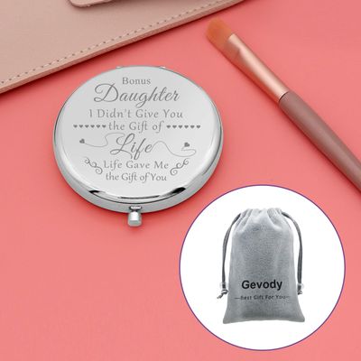 Gevody Bonus Daughter Gifts Makeup Mirror Daughter in Law Gifts from Mom Stepdaughter Birthday Gift Compact Makeup Mirror Christmas Graduation Gifts Daughter Adoption Gift Folding Mirror