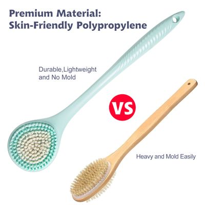 BEDELITE Back Bath Brush Long Handle for Shower - Soft Brush for Men &amp; Women(16.4" Long), Skin Exfoliator for Bath Scrubber Body Brush(Blue)