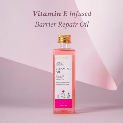 Auravedic Ultra Skin Face Oil | with Vitamin E and Rosehip | Natural &amp; Organic Skin Moisturizer | Ayurvedic Facial Massage Oil | 3.38 Fl Oz/100 ml