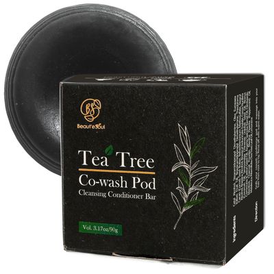 BEAUTE SEOUL Cowash Conditioner Bar: Tea Tree &amp; Activated Charcoal for Scalp Treatment, Dandruff Care, Solid Coconut Hair Moisturizer