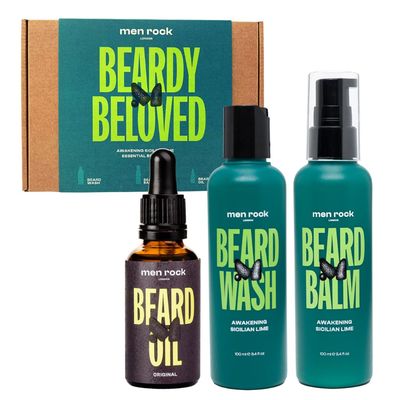 en Rock Beard Care Gift Set - Includes Beard Wash, Beard Balm, and Beard Oil - Sicilian Lime &amp; Caffeine Fragrance, 2 x 100ml &amp; 1 x 30ml