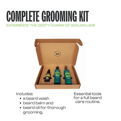 en Rock Beard Care Gift Set - Includes Beard Wash, Beard Balm, and Beard Oil - Sicilian Lime &amp; Caffeine Fragrance, 2 x 100ml &amp; 1 x 30ml