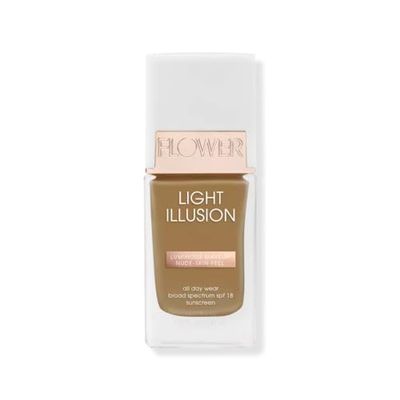 FLOWER BEAUTY By Drew Barrymore Light Illusion SPF Foundation - Blendable + Buildable - Natural Finish - Lightweight Formula (Nutmeg)