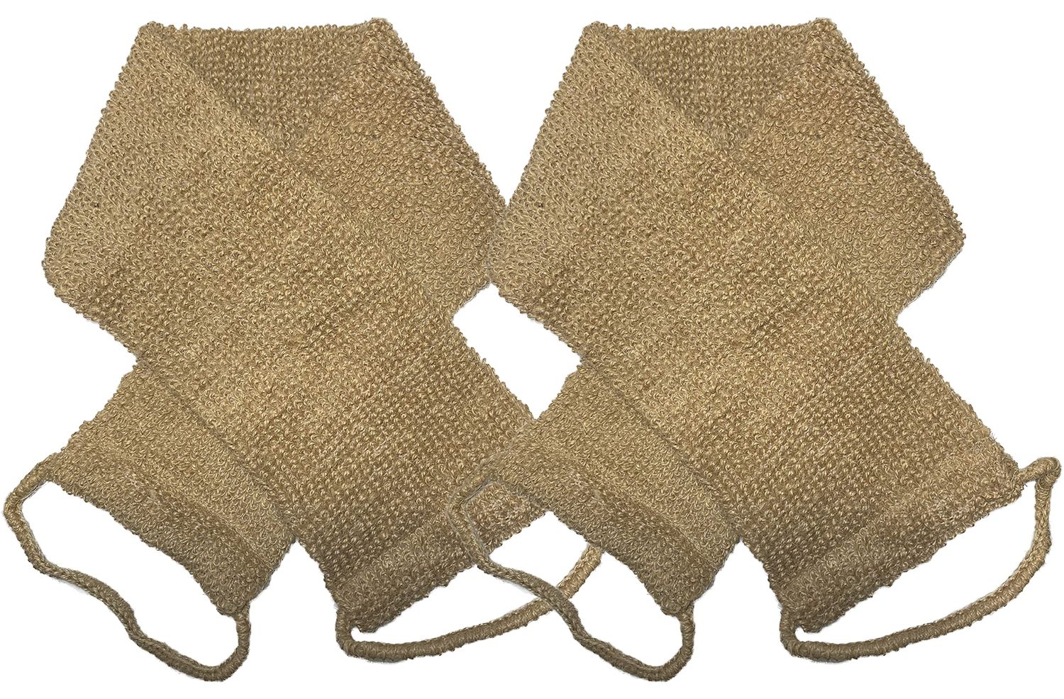 2 Pack Large Natural Exfoliating Hemp Back Scrubber for Shower for Men and Women - Deep Clean &amp; Invigorate Your Skin - Machine Wash and Dry - Double Sided Available