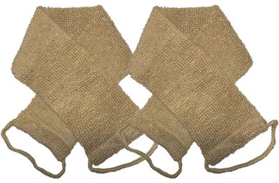 2 Pack Large Natural Exfoliating Hemp Back Scrubber for Shower for Men and Women - Deep Clean &amp; Invigorate Your Skin - Machine Wash and Dry - Double Sided Available