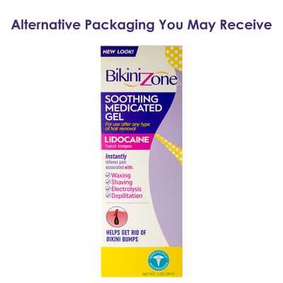Bikini Zone Medicated After Shave Gel Lidocaine Razor Bump Relief, 1 Oz, 3 Pack