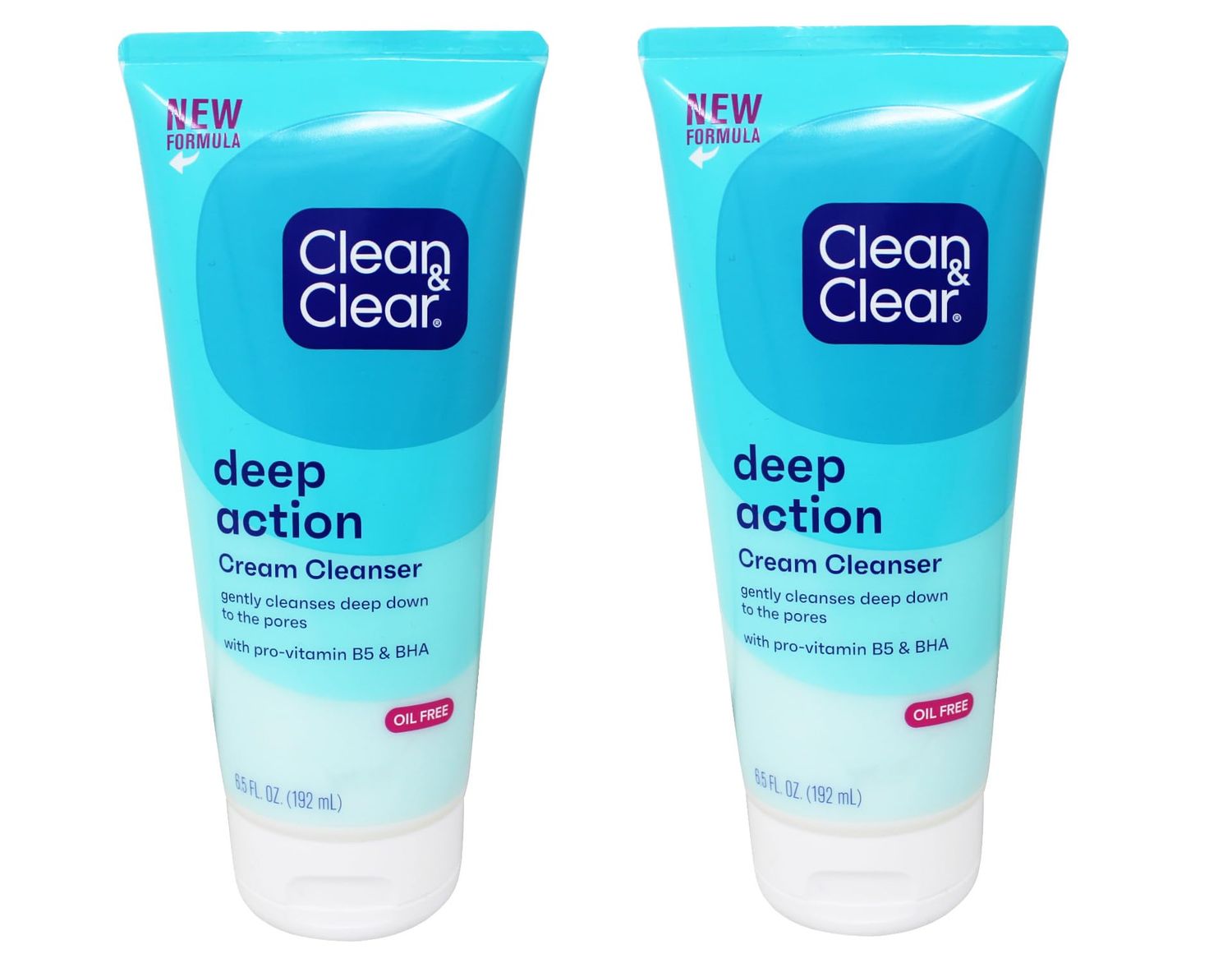 Clean &amp; Clear Deep Action Cream Cleanser, Oil-Free, 6.5 oz - 2pc