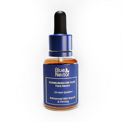 Blue Nectar 24k Gold Serum for Face with Pure Kumkumadi Oil (24 Herbs, 0.33 Fl Oz)