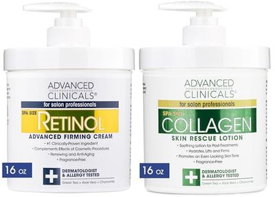 Advanced Clinicals Retinol Body Lotion + Collagen Cream 2pc Body Skin Care Set | Skin Firming Moisturizer Face Lotion &amp; Skin Tightening Body Cream | Crepey Skin Care Treatment | Fragrance-Free, 16oz
