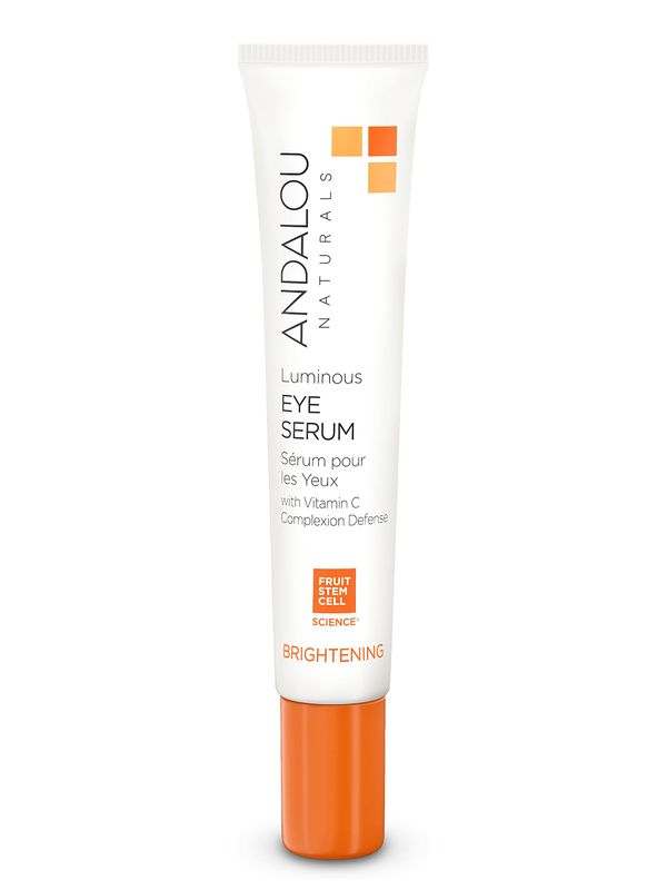 Andalou Naturals Luminous Eye Serum, Brightening Eye Cream for Dark Circles and Puffiness, Vitamin C, Caffeine &amp; Goji Glycopeptides for a Lighter, Tighter, Brighter Appearance, 0.6 Ounce