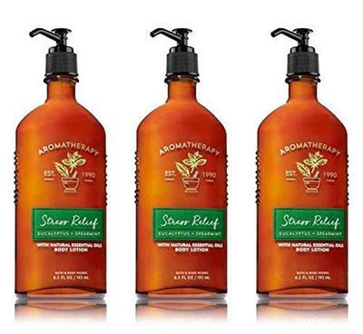 Bath &amp; Body Works Aromatherapy Stress Relief Eucalyptus Spearmint Lotion 6.7 Fl Oz Each (3 Pack)