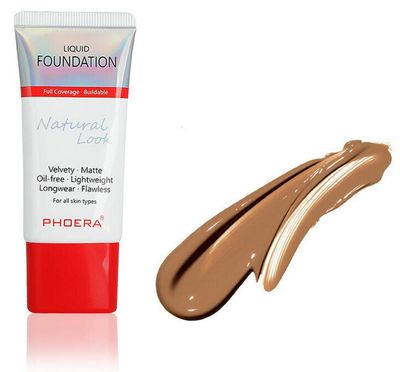 AQUAPURITY PHOERA Full Coverage Foundation New Formula Waterproof Long Lasting Oil Free Velvet Matte Liquid Foundation for Oily Skin Flawless Makeup Base Cream Concealer (107 Honey)