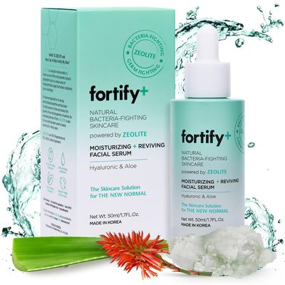 Fortify 9-in-1 Korean Hyaluronic Acid Face Serum with Aloe Vera &amp; Zeolite - Deep Hydrating, Anti-Aging &amp; Protecting - Clean Beauty, Natural Germ-Fighting - All Skin Types - 50ML/1.7Fl.Oz