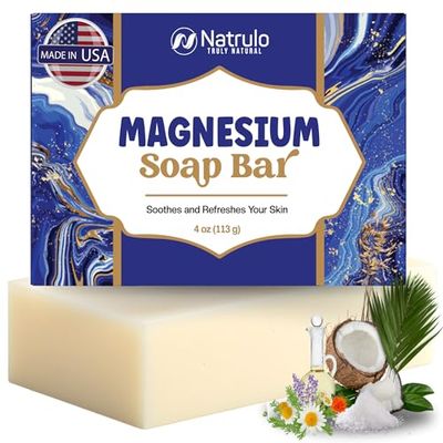 Dead Sea Magnesium Soap Bar - Deep Cleansing, Moisturizing Body Soap for Dry Itchy and All Skin Types - Shower Soap Soothes Muscles and Joints - All-Natural Exfoliating Face and Body Wash Made in USA