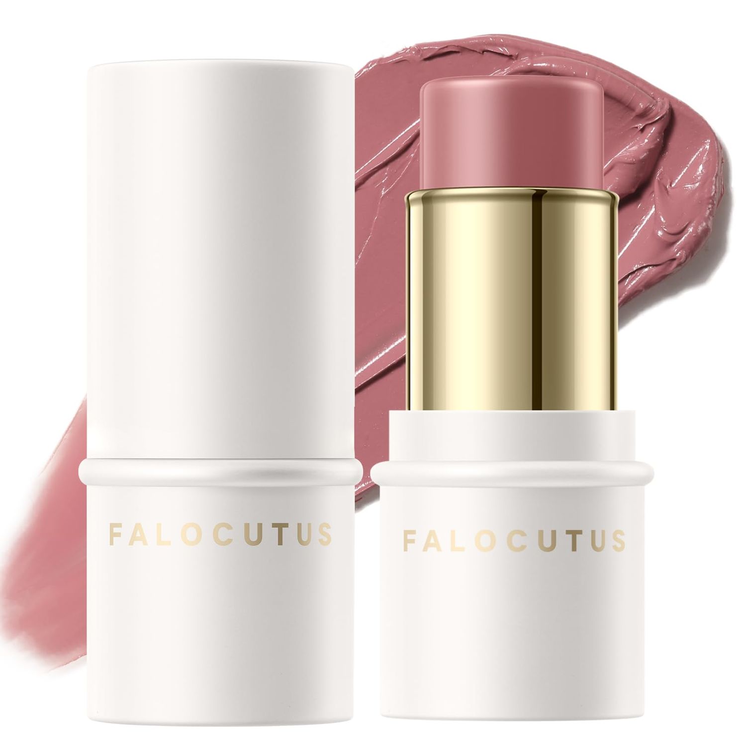 FALOCUTUS 2Pcs Cream Blush Makeup Stick,Monochromatic Multi-Stick Face Blush for Cheek,Lip and Eye,Matte and Dewy Finish for Long Wearing,Easy Application.DELECTABLE