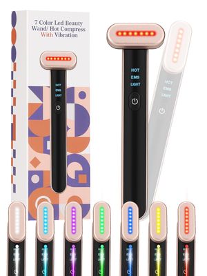 7 Acne Light Therapy Wand Red Light Therapy for Face Microcurrent Facial Device, True Beauty Glow Facial Massager Lymphatic Drainage Massager Face, Facial Massager Tool Face Sculpting Tool