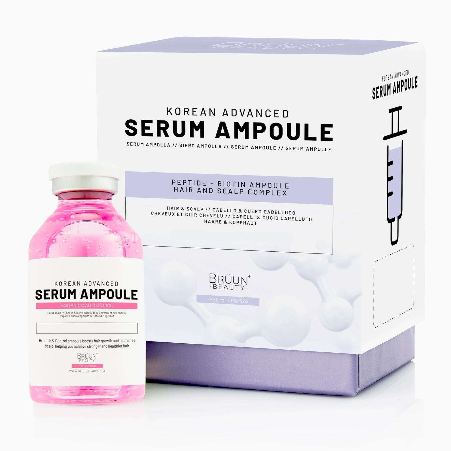 BRUN HS - Control Hair and Scalp Ampoule Serum - Korean Serum Booster For Hair Growth Use without Derma Pen Skin Care Serum 1.18 fl.oz