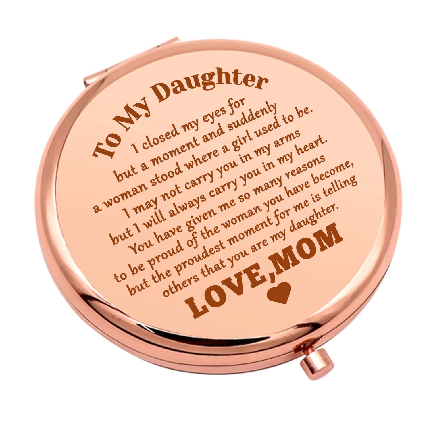 Daughter Gifts from Mom Birthday Gift for Daughter Compact Makeup Mirror for Girls Stepdaughter Inspirational Graduation Gifts Folding Makeup Mirror for Bonus Daughter Wedding Gifts for Daughter