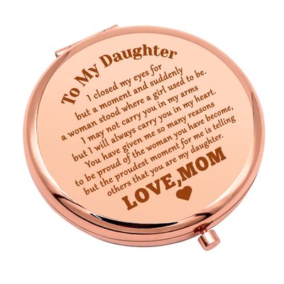 Daughter Gifts from Mom Birthday Gift for Daughter Compact Makeup Mirror for Girls Stepdaughter Inspirational Graduation Gifts Folding Makeup Mirror for Bonus Daughter Wedding Gifts for Daughter