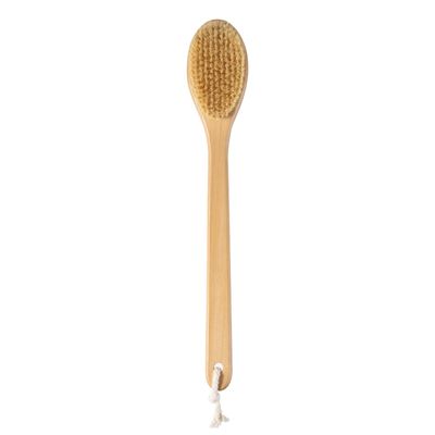 Bamboo Long Handle Back Scrubber Brush,Dry Body Scrubber for Dry Skin, Blood Circulation, Cellulite Treatment,Dry Brush Suitable for All Kinds of Skin with Soft and Stiff Bristles