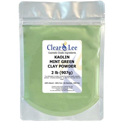 ClearLee Kaolin Mint Green Clay Cosmetic Grade Powder - 100% Pure Natural Powder - Great For Skin Detox, Rejuvenation, and More - Heal Damaged Skin - DIY Clay Face Mask (2 lb)