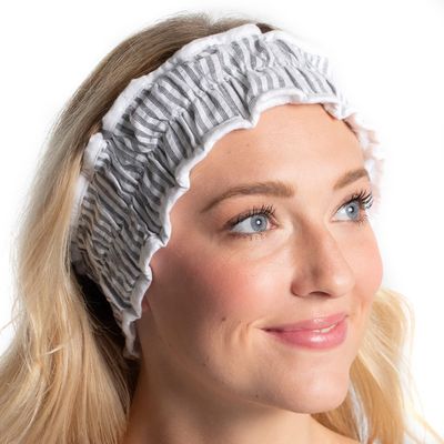 Bella Il Fiore Headbands For Skincare Adjustable Classic Seersucker Spa Headband, One Size, Black