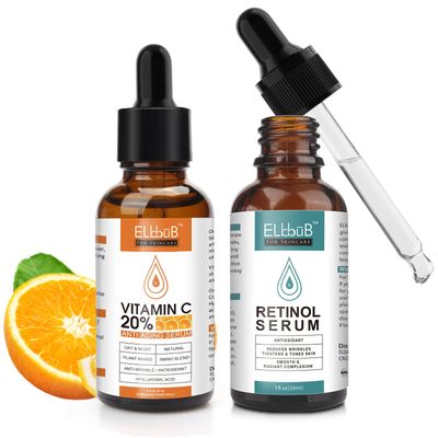 Day-Night Anti Aging Vitamin C Serum Retinol Serum For Face with Retinol &amp; Amino Acids - Boost Skin Collagen,Hydrate &amp; Plump Skin Facial Serum