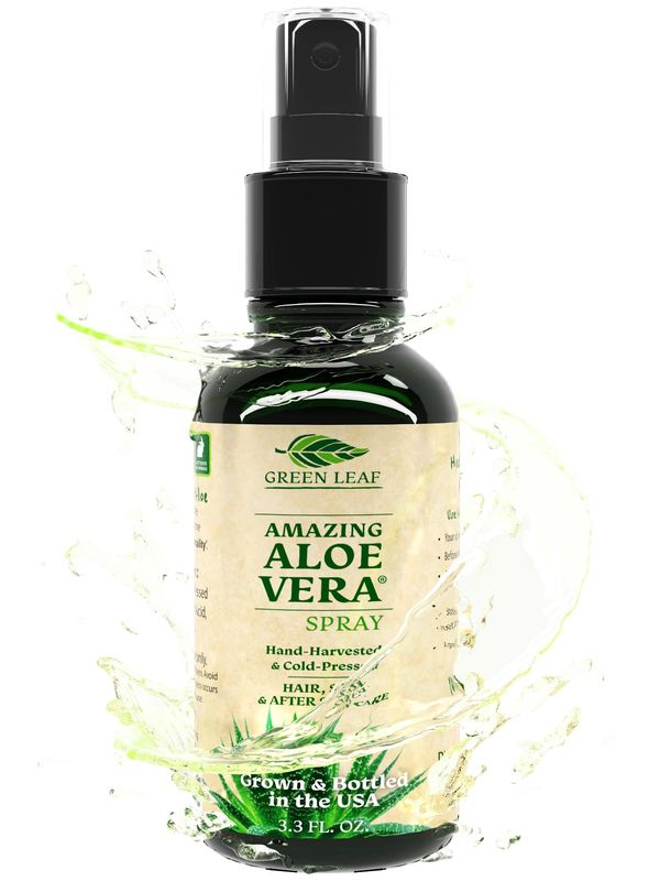 Aloe Vera Spray Bottle Travel Size | Vitamin C Vitamin E &amp; Vitamin A | Skin Care, Hair Spray, Facial Moisturizer in Spray Bottles, Hair Growth, Facial Cleanser Sunburn Relief &amp; After Sun Lotion 3.3oz