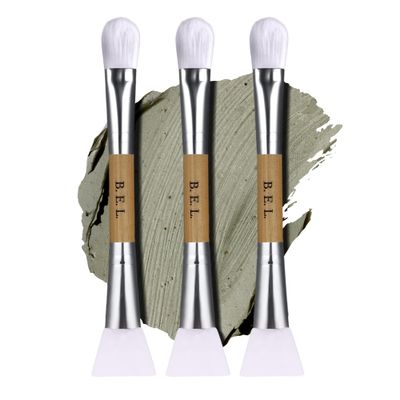 Bare Essentials Living Clay Face Mask Brush (3 Pack, Bamboo) Dual Soft Silicone Face Mask Applicator Brush Tool, Great Facial Essentials, Moisturizer Applicator &amp; Skincare Brush for Facials