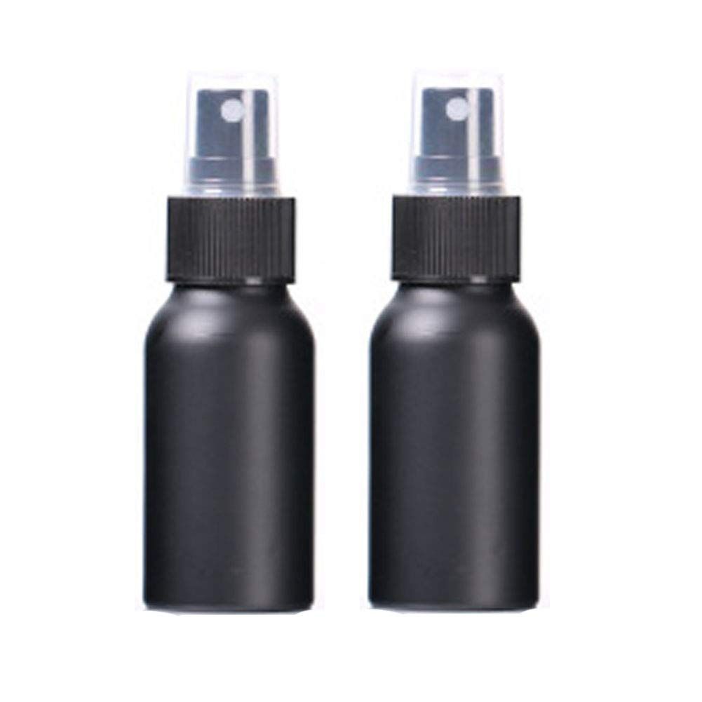 ConStore 2pcs 50ml Black Aluminum Fine Mist Spray Bottle Portable Atomizers Empty Cosmetic Container Refillable Perfume Atomizer Bottles for Outdoor Home Cleaning Travel Skincare Liquid