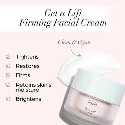 Firming Facial Cream, Get a Lift by PUR Beauty - Triple-Action Lightweight Moisturizer for Face &amp; Neck Tightens Sagging Skin &amp; Restores Firmness for Fine Lines &amp; Wrinkles - Non-Greasy &amp; Gluten Free.